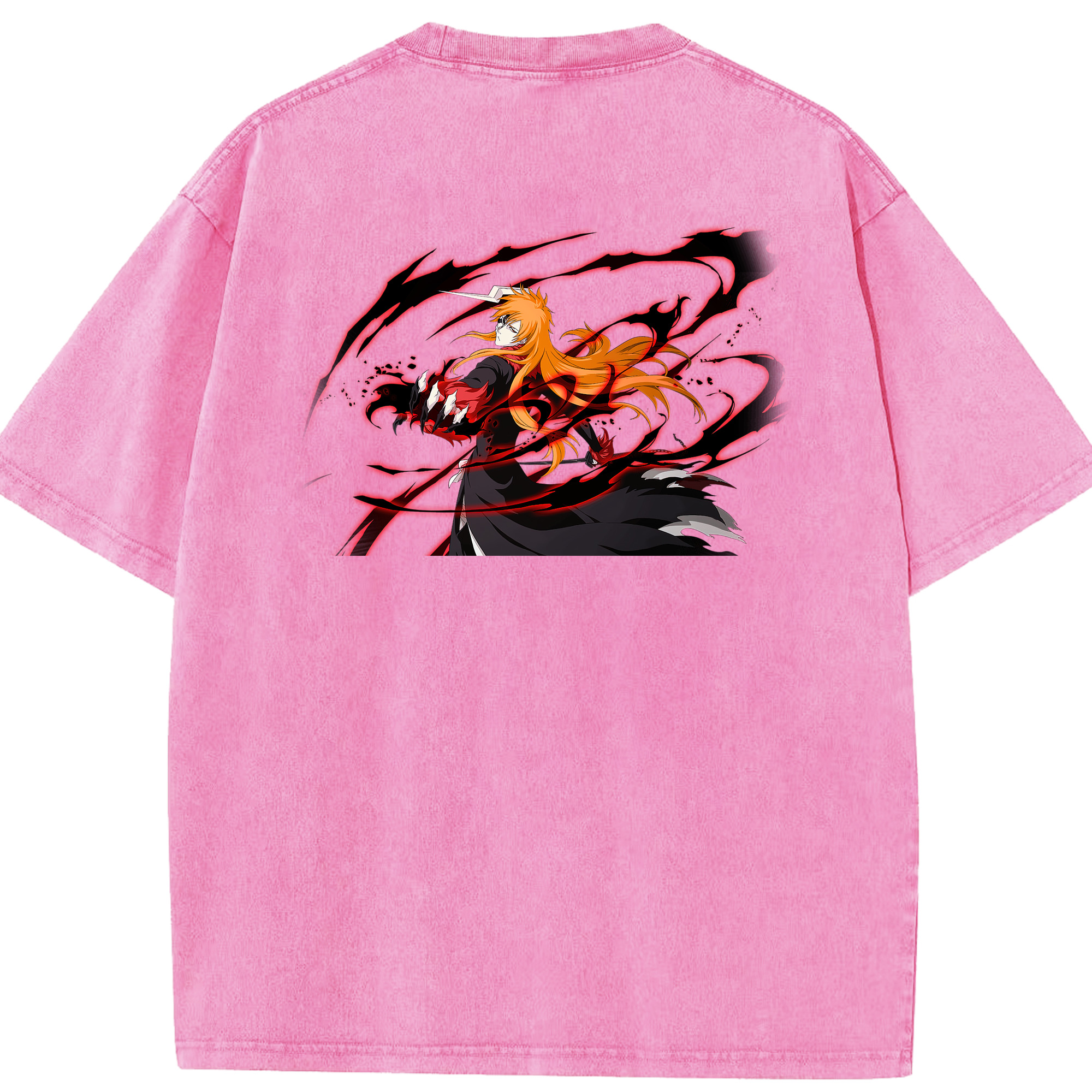 （画像用） ブリーチ 黒崎一護（くろさき いちご）BLEACH Kurosaki Ichigo 綿100% ヴィンテージ風 半袖Tシャツ（背面プリント）